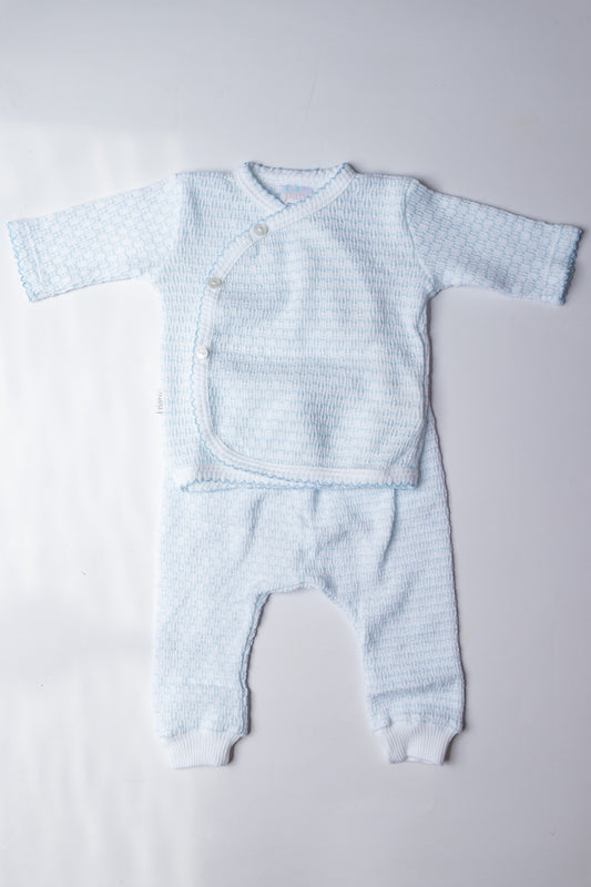 Long Sleeve Kimono Set | Blue Pinstripe