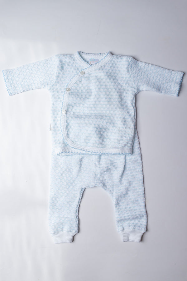 Long Sleeve Kimono Set | Blue Pinstripe