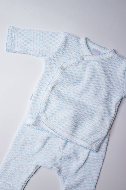 Long Sleeve Kimono Set | Blue Pinstripe