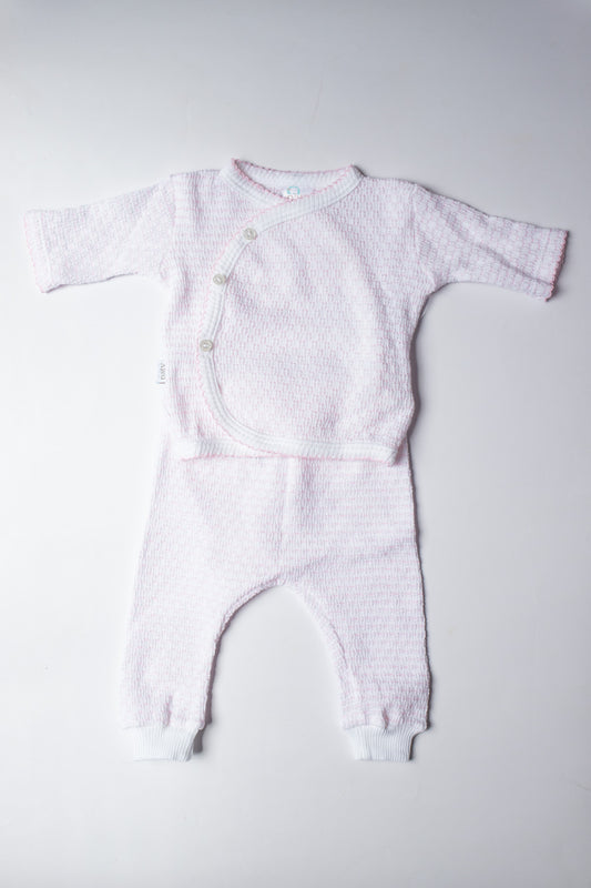 Long Sleeve Kimono Set | Pink Pinstripe