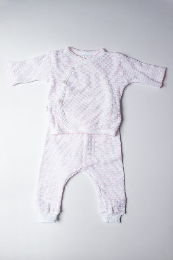 Long Sleeve Kimono Set | Pink Pinstripe
