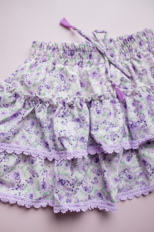 Chiffon Floral Skirt | Purple