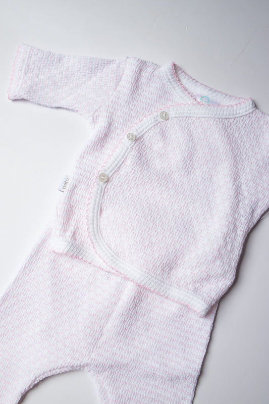 Long Sleeve Kimono Set | Pink Pinstripe