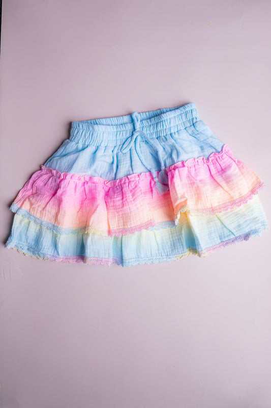 Tiered Ombre Skirt | Neon Rainbow