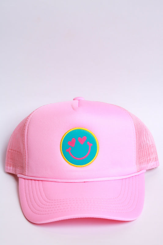 XOXO by magpies | Bubblegum Pink Smiley Trucker