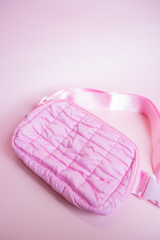 Pink Quilted Belt Bag