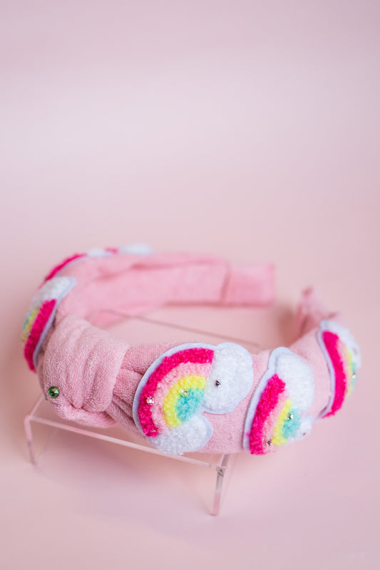 Rainbow Terry Headband | Pink