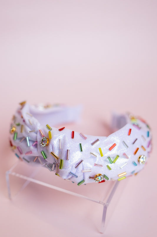 Shimmer Confetti Knot Headband | White