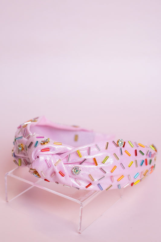 Shimmer Confetti Knot Headband | Pink