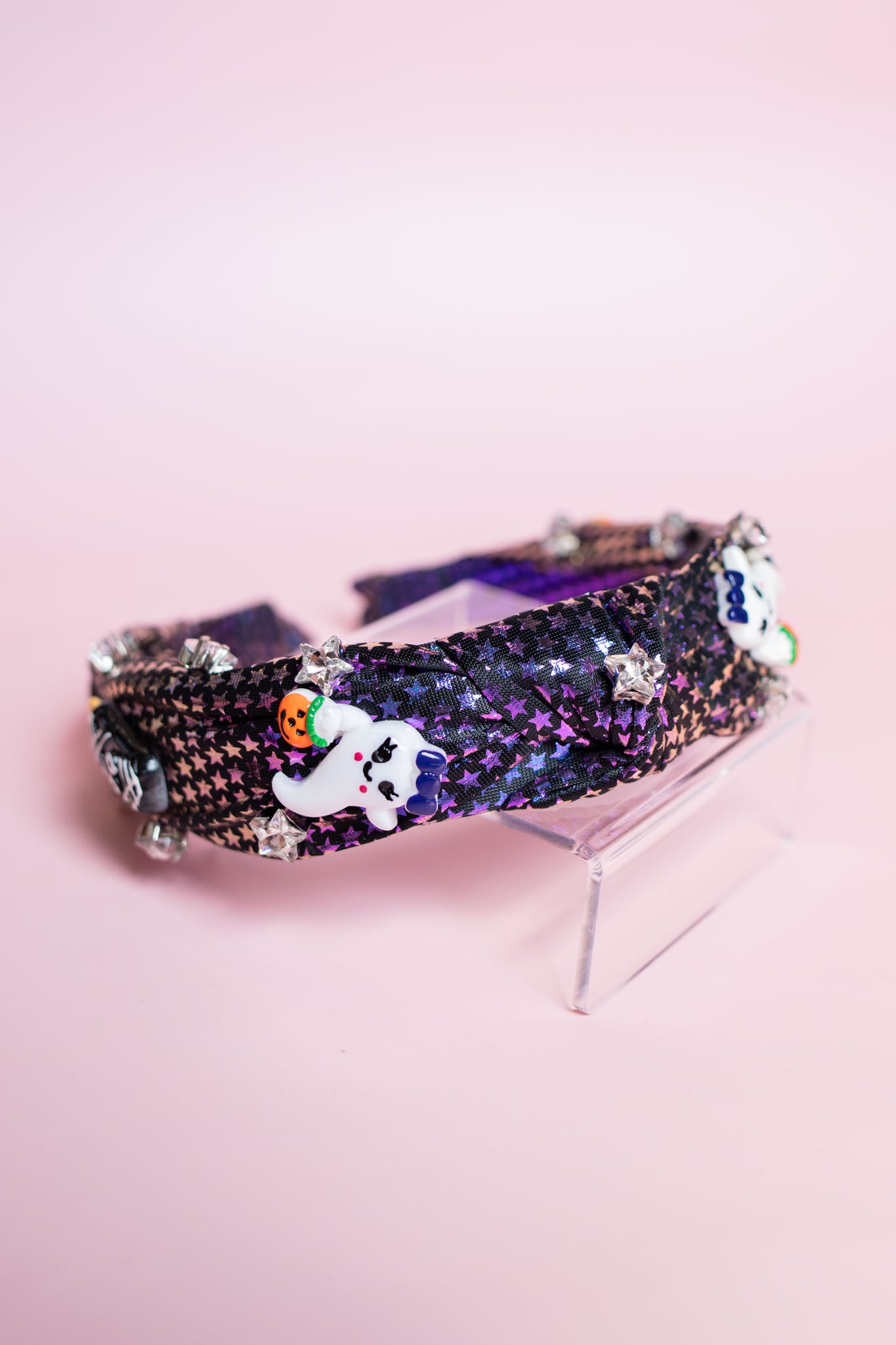 Metallic Star Halloween Charm Knot Headband | Black
