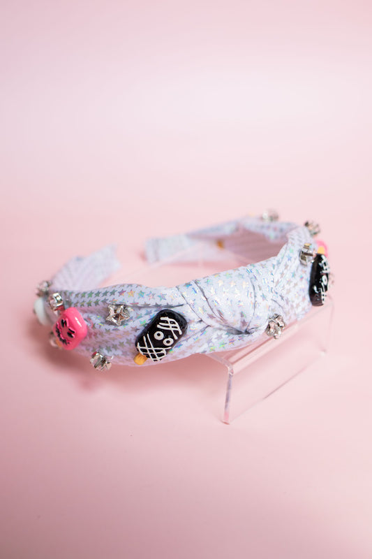 Metallic Star Halloween Charm Knot Headband | White