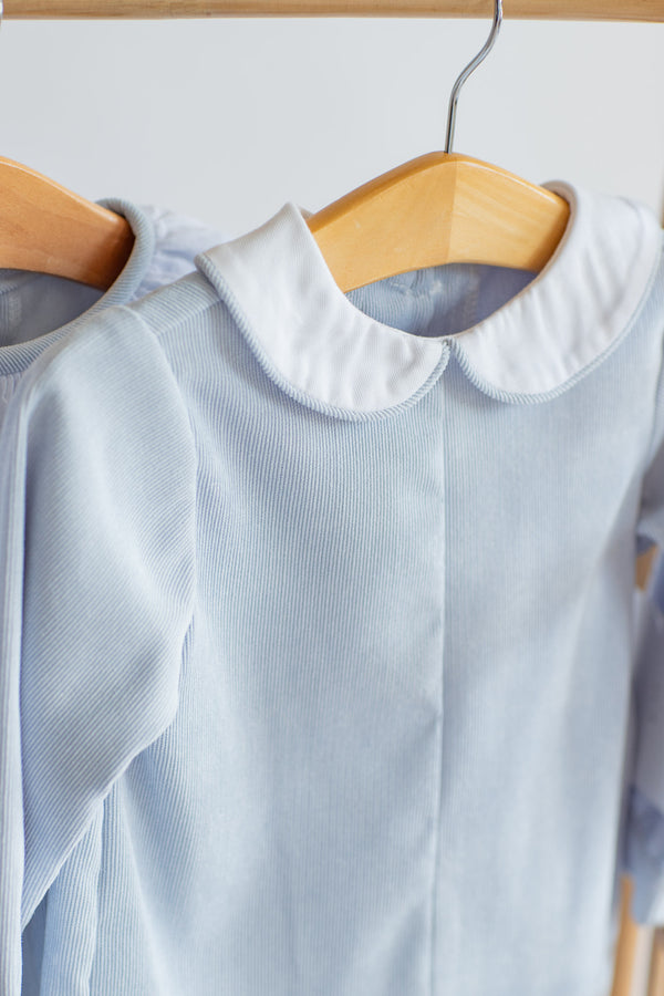 Soft Blue Cordurory Boy Romper