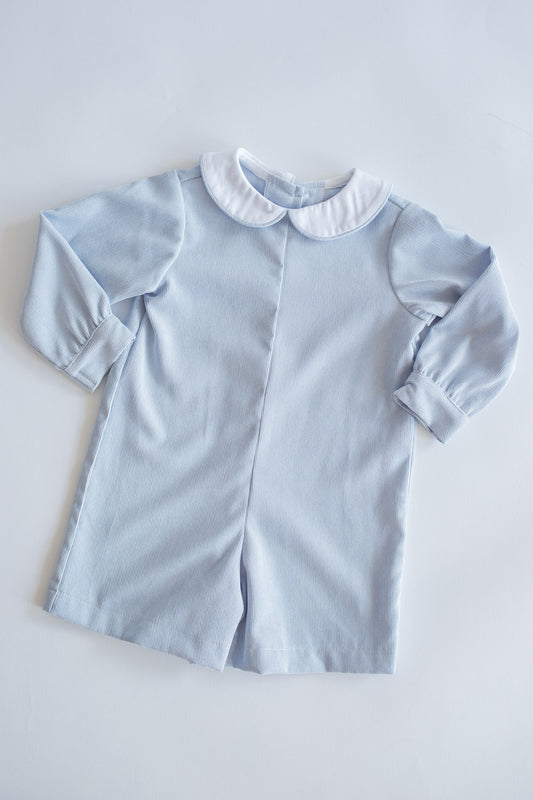 Soft Blue Cordurory Boy Romper