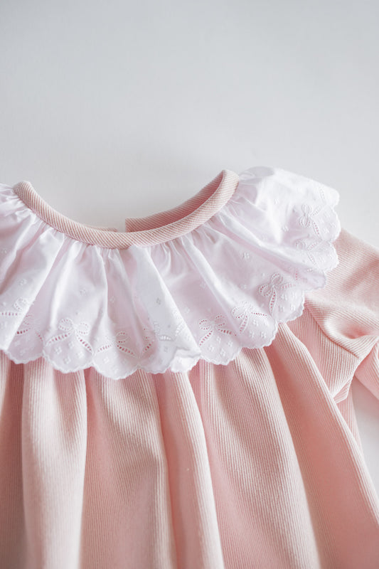 Pink Corduroy Bubble with Lace