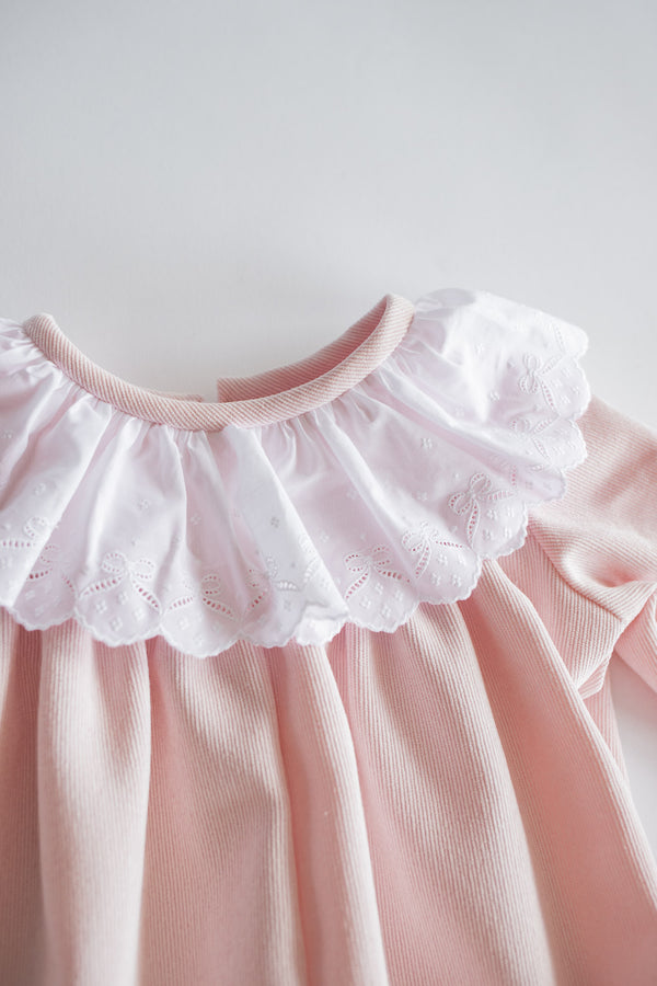 Pink Corduroy Bubble with Lace