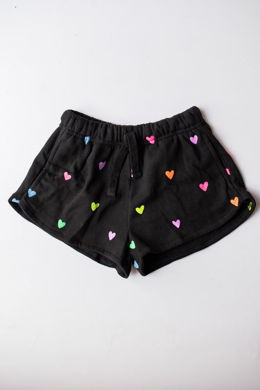 All Over Hearts Shorts | Black + Rainbow Hearts