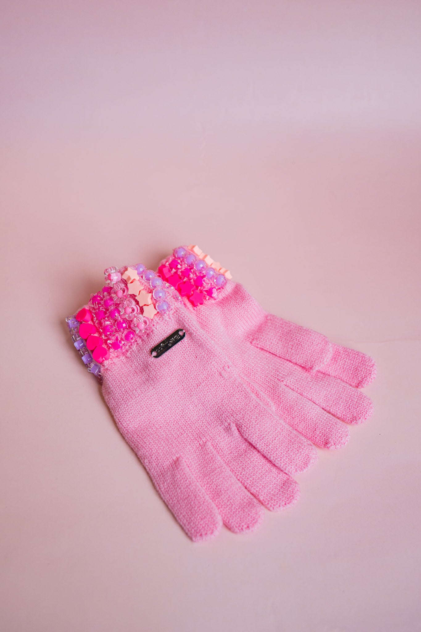 Beaded Winter Gloves | Pink