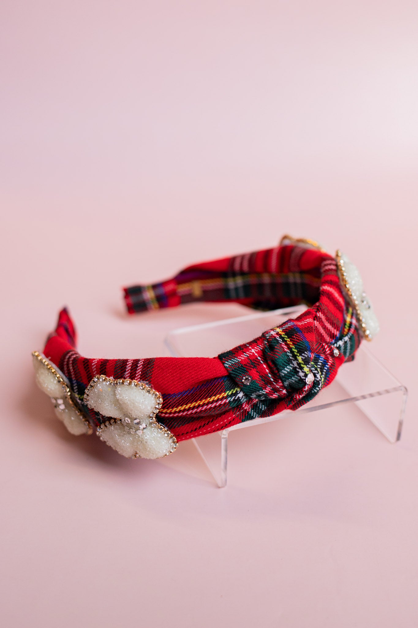 Crystallized Bow Knot Headband | Christmas Plaid