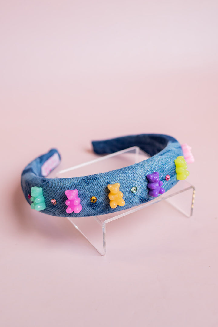 Denim Gummy Bear Charm Padded Headband