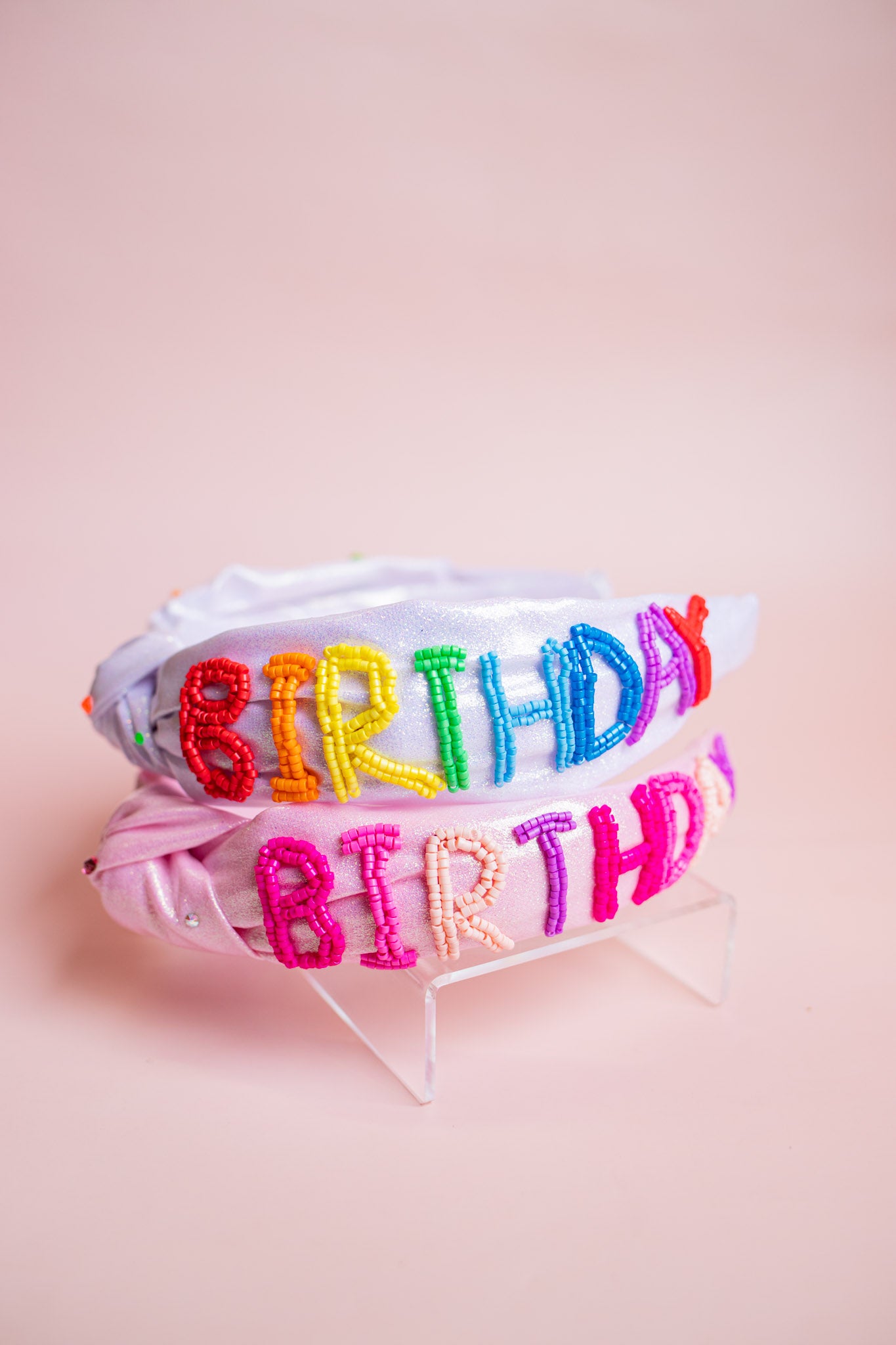 Beaded Gummy Bear Birthday Knot Headband | White