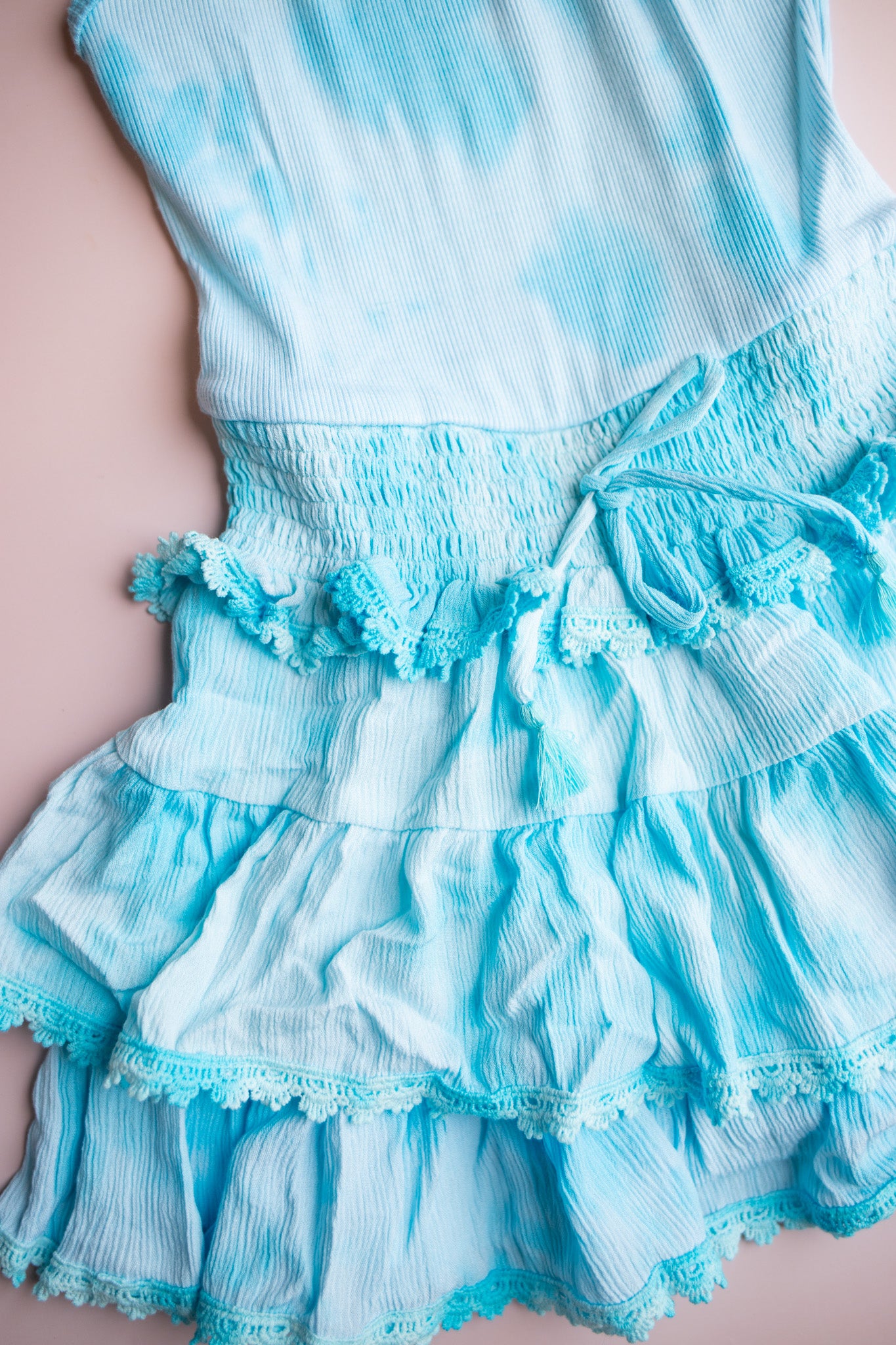 Tiered Tank Dress  | Turquoise Tie Dye