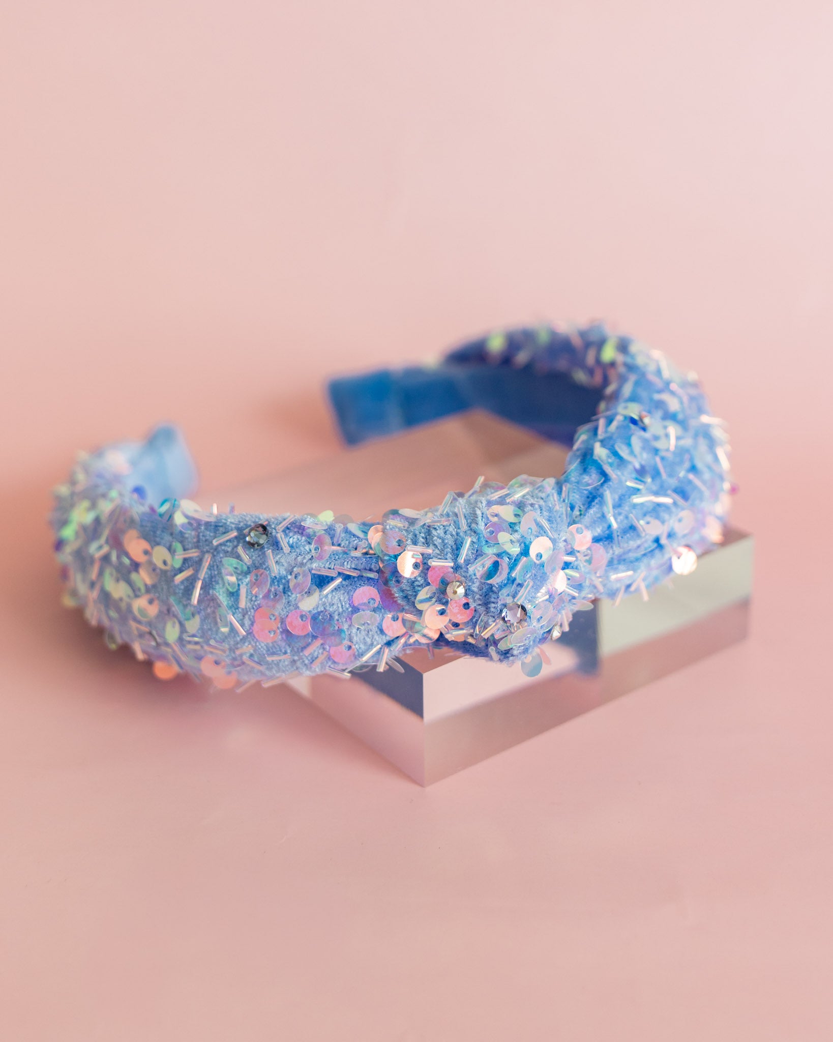 Sequin Velvet Knot Headband | Periwinkle