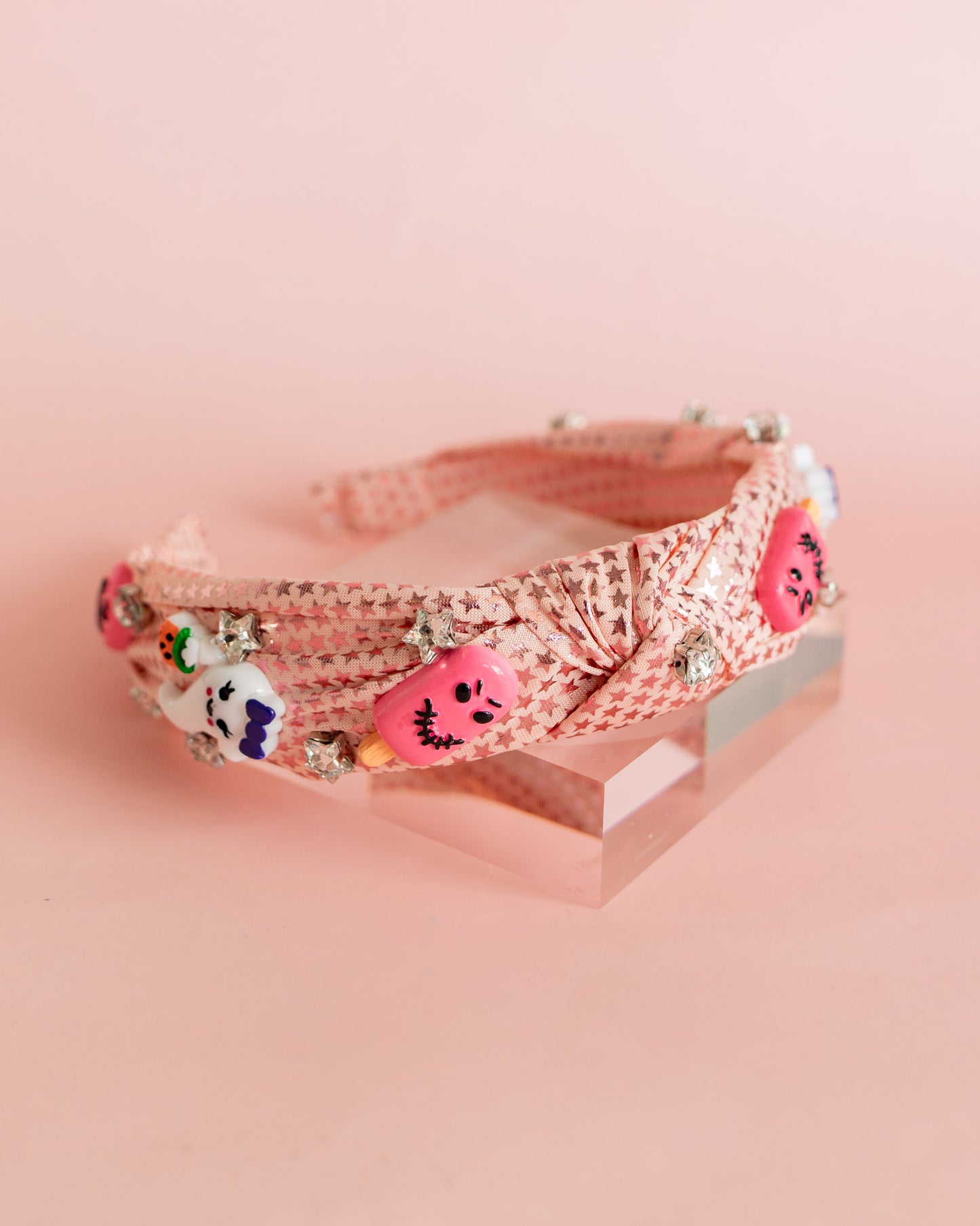 Metallic Star Halloween Charm Knot Headband | Pink