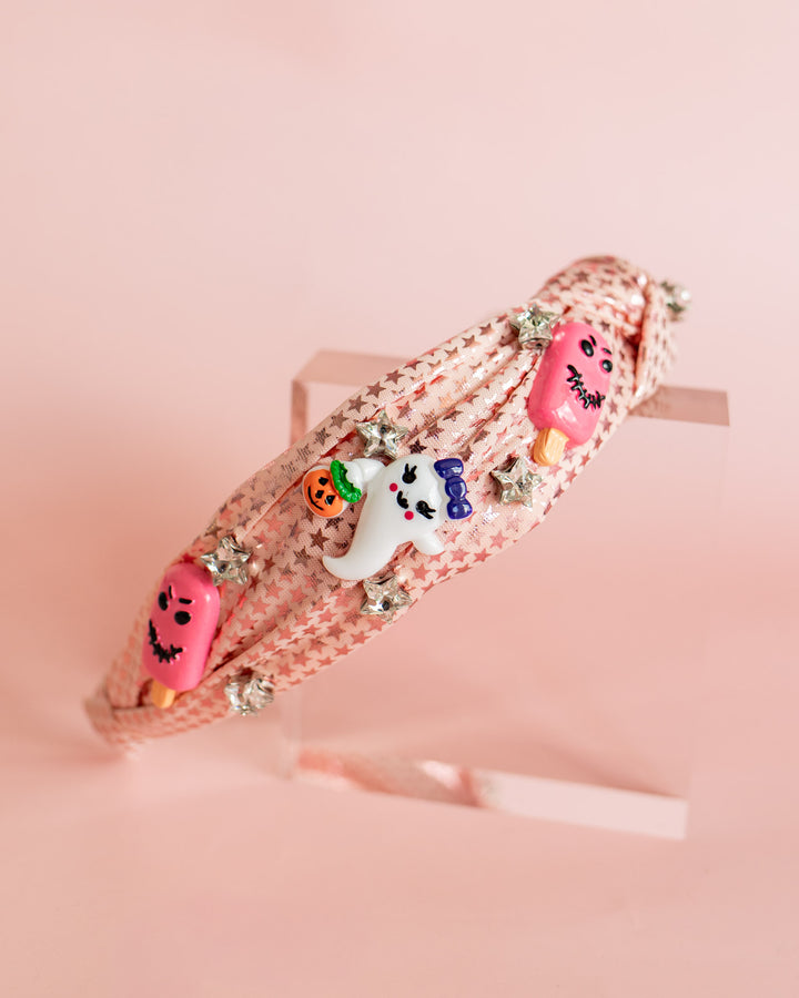 Metallic Star Halloween Charm Knot Headband | Pink