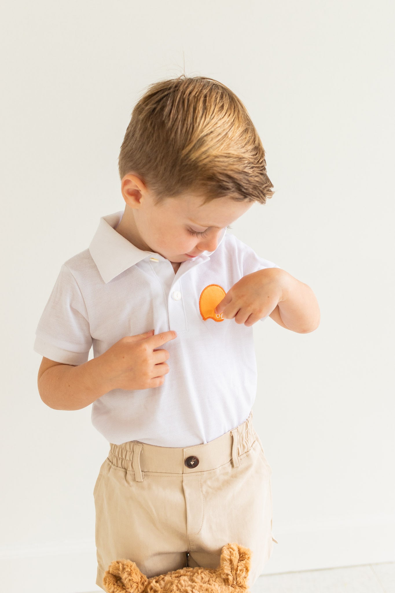 Orange Helmet White Polo