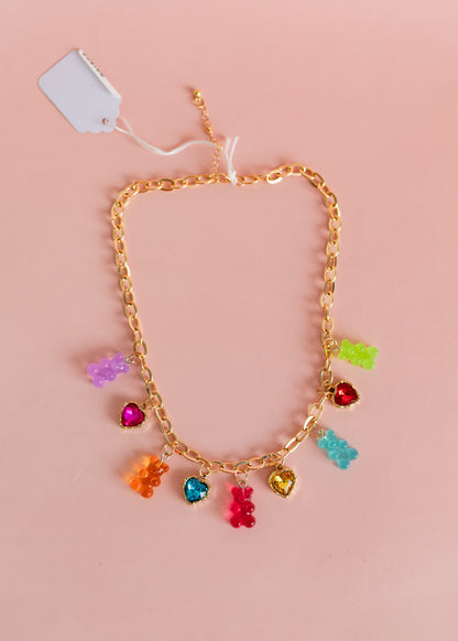 Gold Gummy Bear Charm Necklace