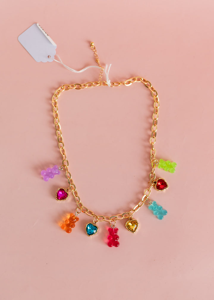 Gold Gummy Bear Charm Necklace