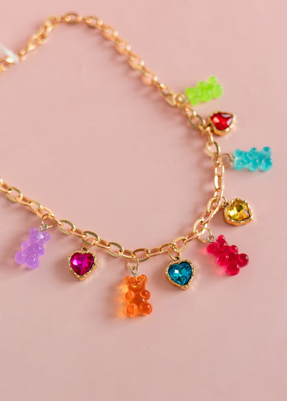 Gold Gummy Bear Charm Necklace
