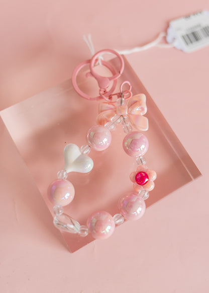 Beaded Loop with Bow & Heart Keychain