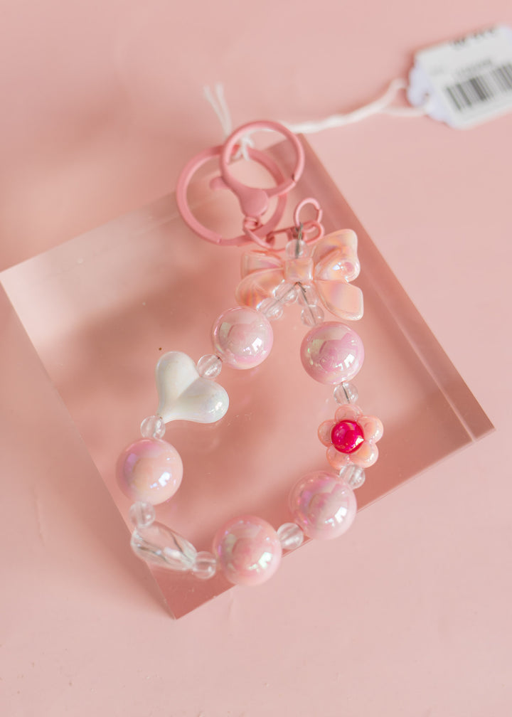 Beaded Loop with Bow & Heart Keychain