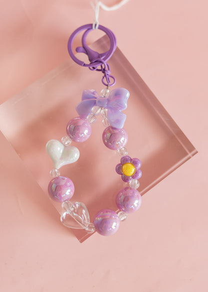 Beaded Loop with Bow & Heart Keychain