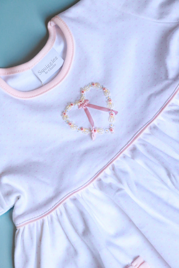 Liv Embroidered Heart Dress | Pink Dot