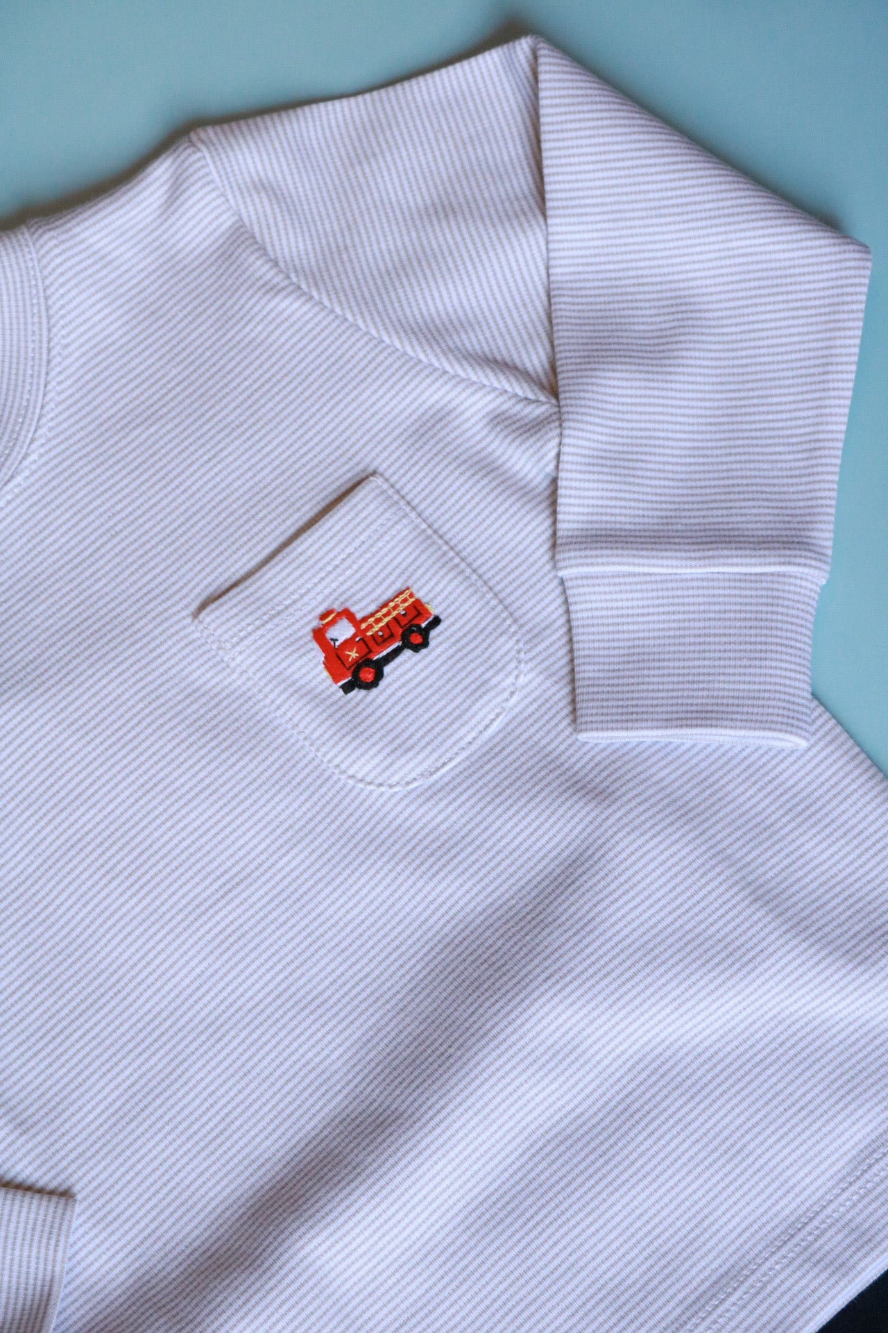 Charlie Mini Firetruck Embroidered Pant Set