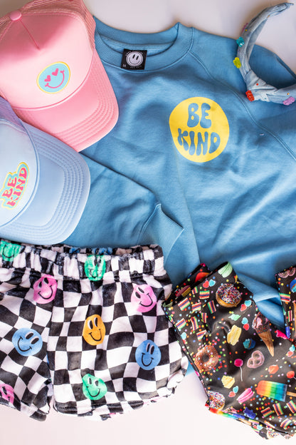 Blue Smiley Be Kind Sweatshirt, Adult