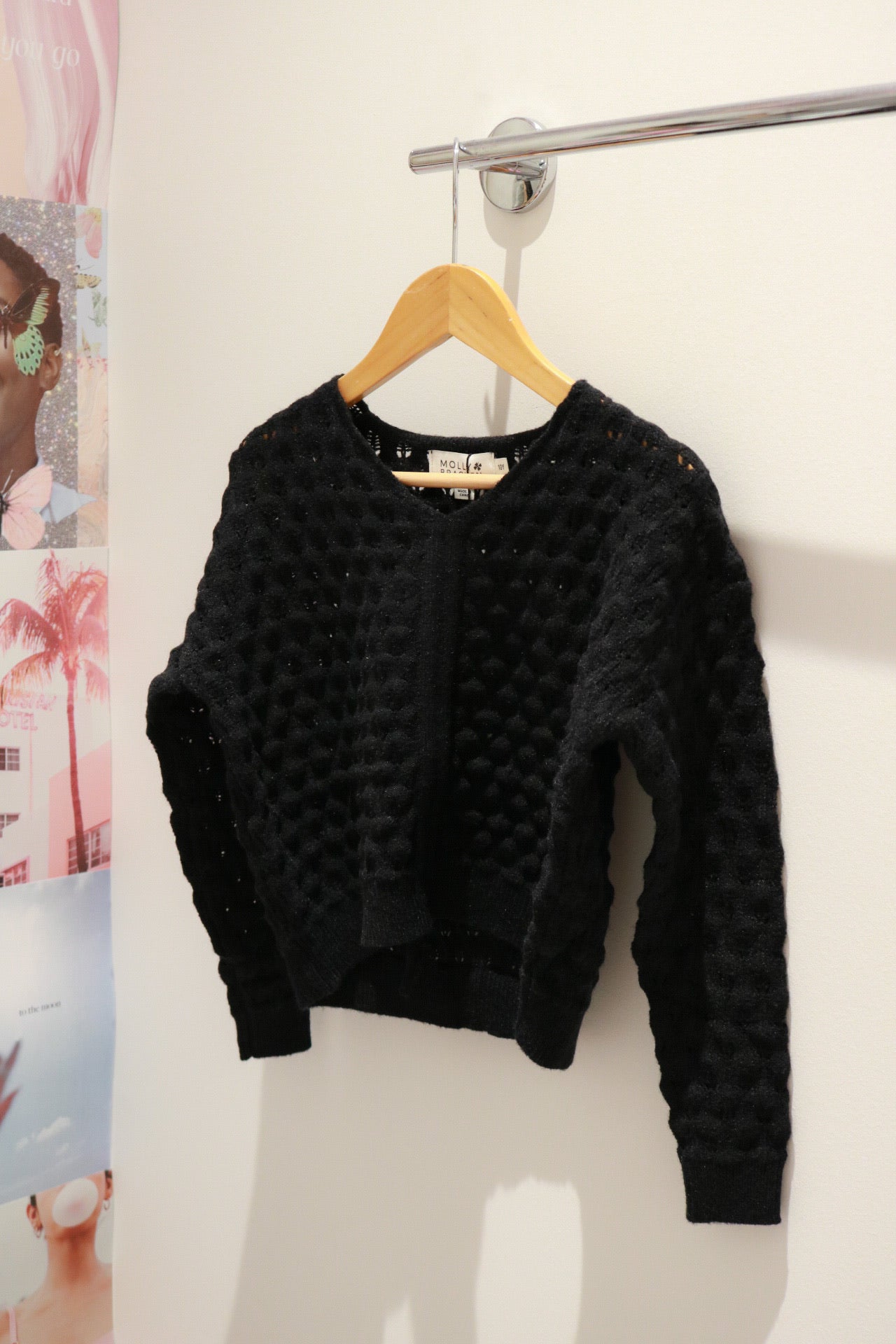 Popcorn Knit Sweater | Black