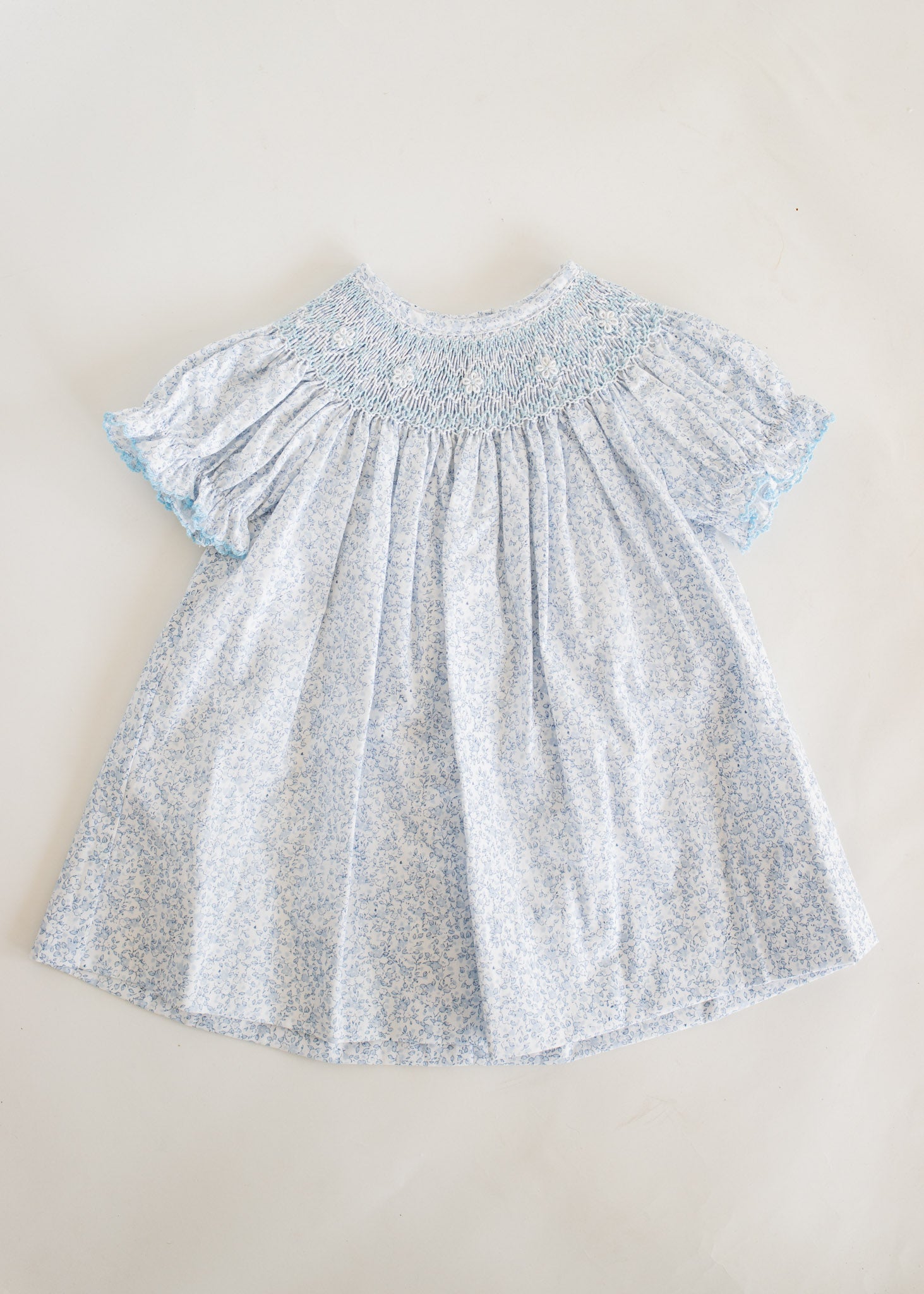 Grace Light Blue Liberty Print Dress w Bishop Collar