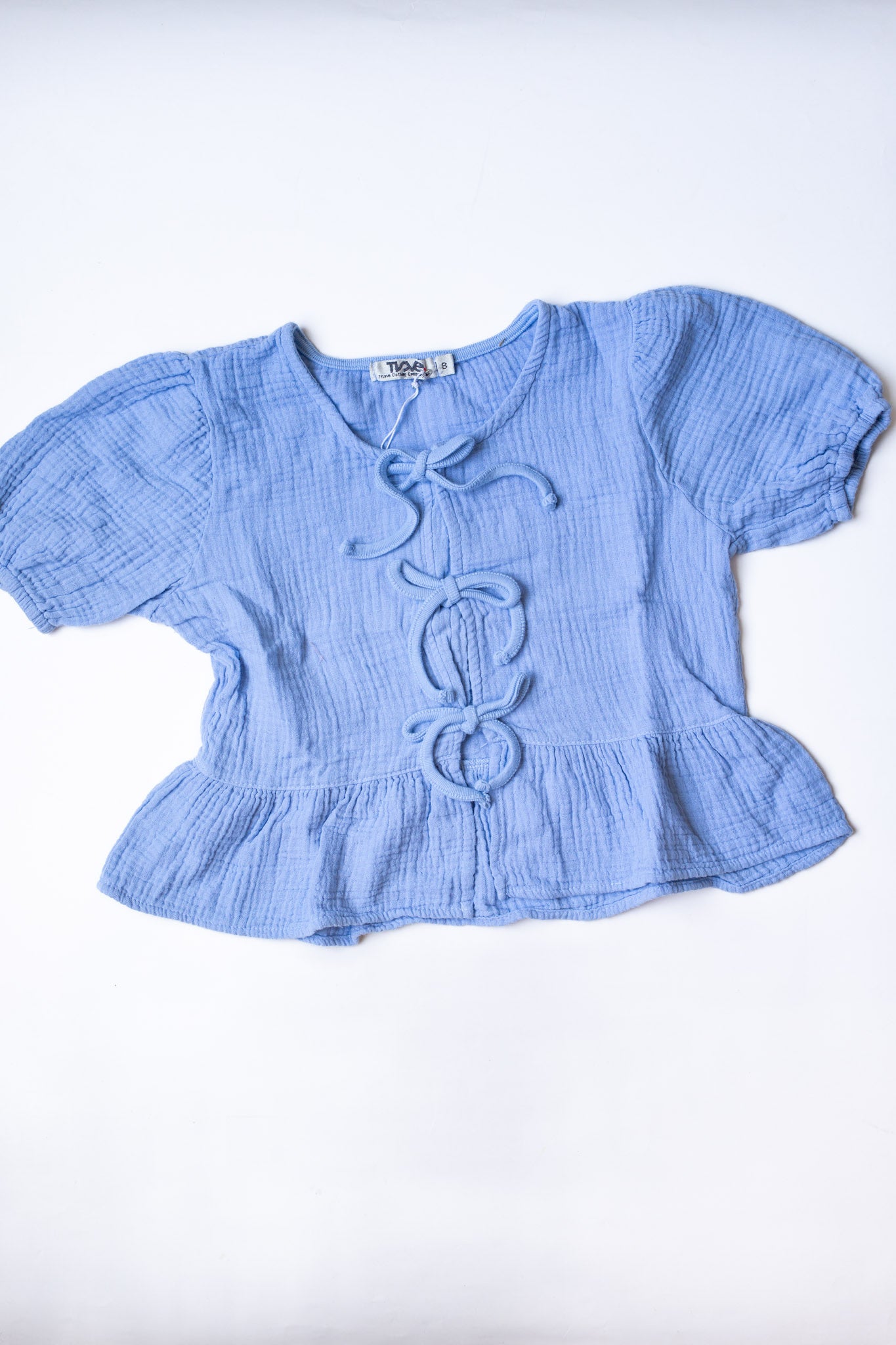 Bow Puff Sleeve Top | Blue
