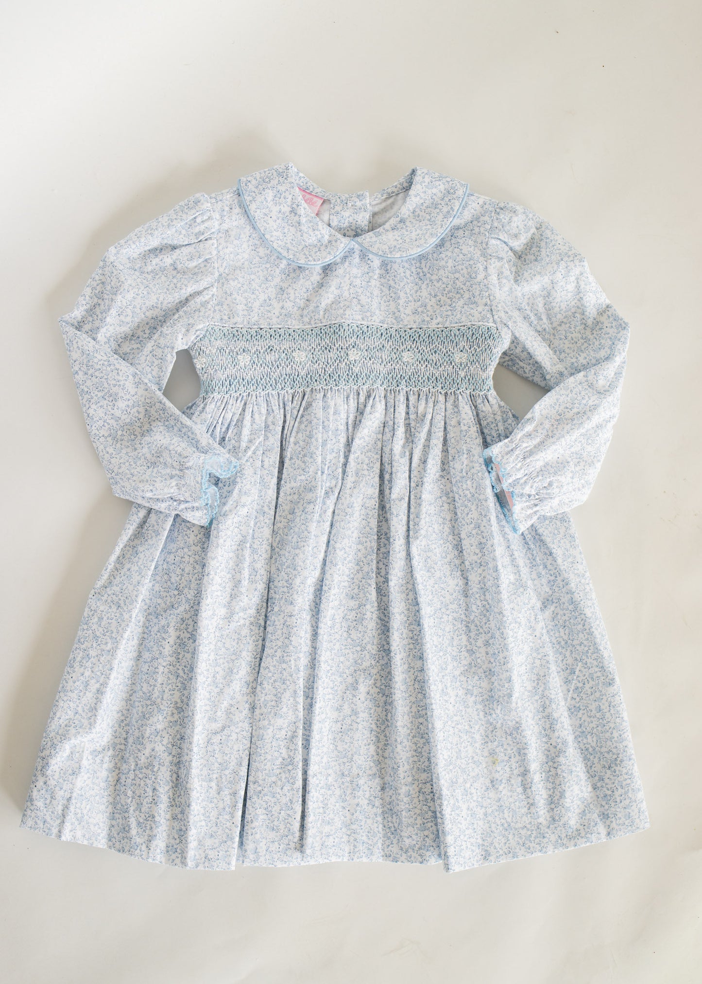 Grace Light Blue Liberty Print Dress w Long Sleeves