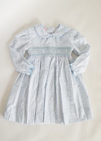 Grace Light Blue Liberty Print Dress w Long Sleeves