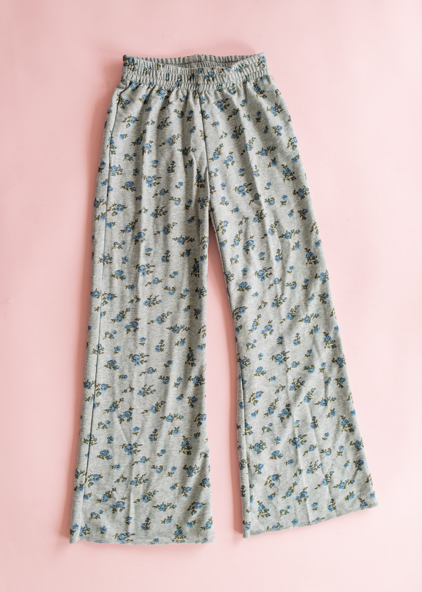 Wide Leg Sweatpant | Blue Floral