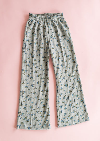 Wide Leg Sweatpant | Blue Floral