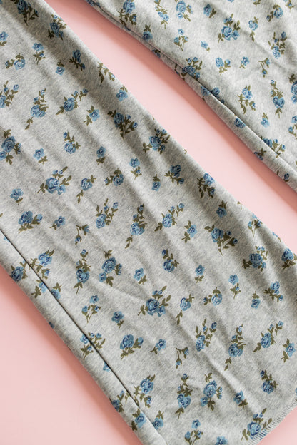 Wide Leg Sweatpant | Blue Floral