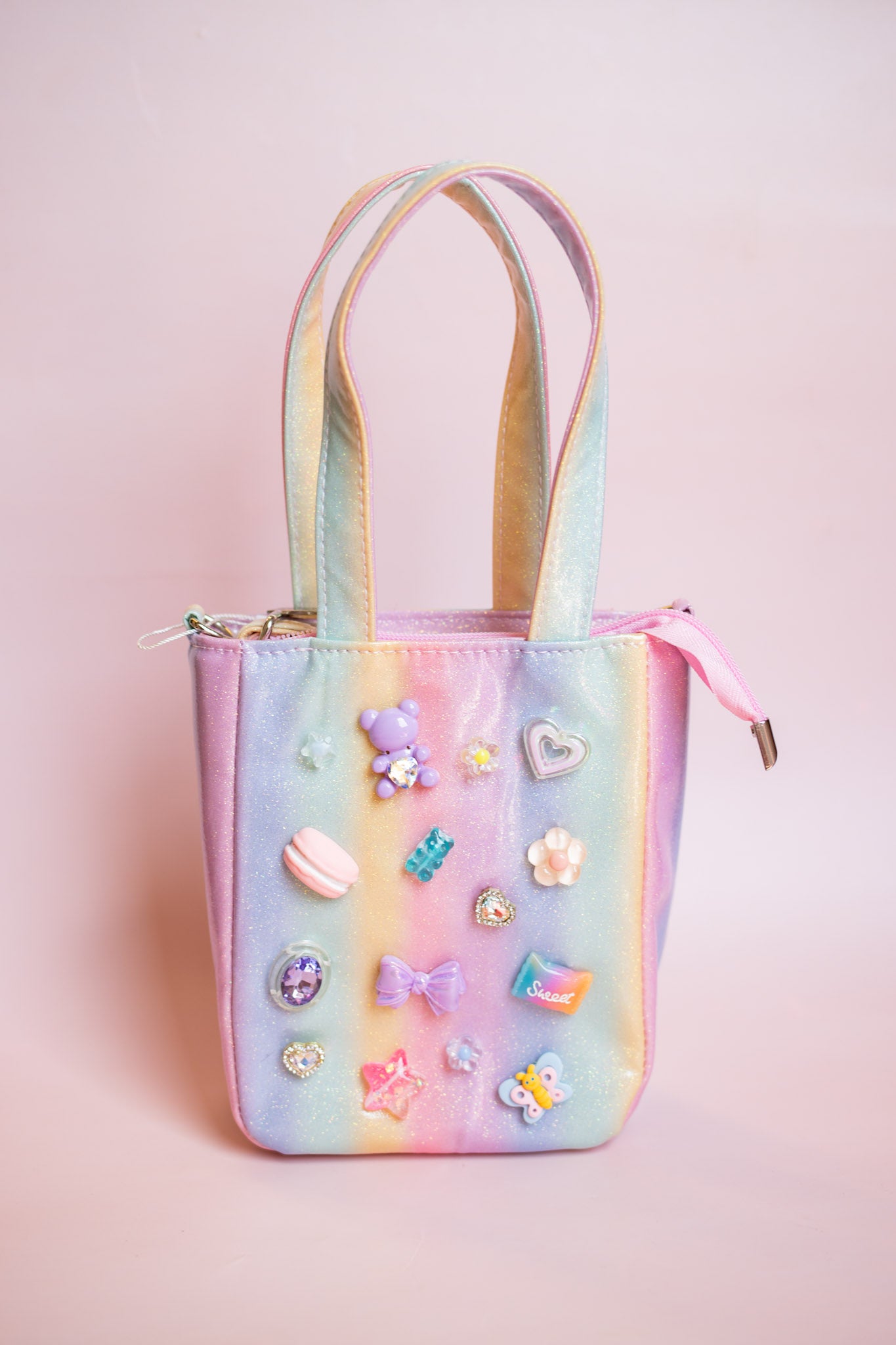 Glitter Charm Tote | Pastel Rainbow