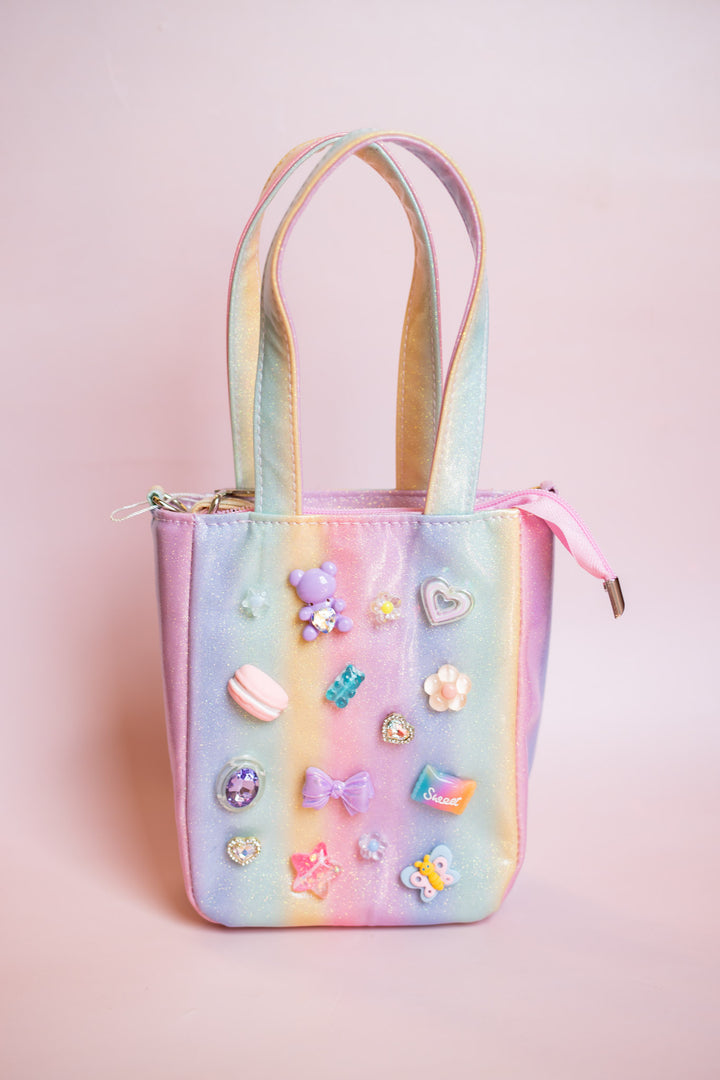 Glitter Charm Tote | Pastel Rainbow