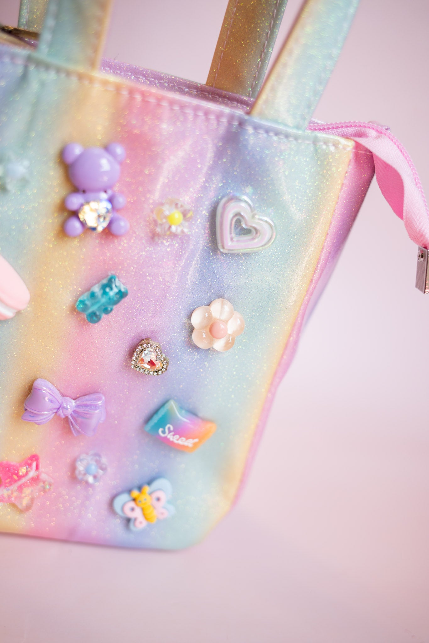 Glitter Charm Tote | Pastel Rainbow