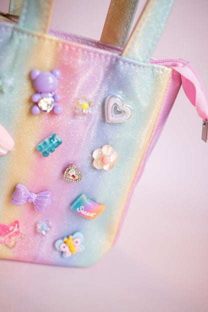 Glitter Charm Tote | Pastel Rainbow